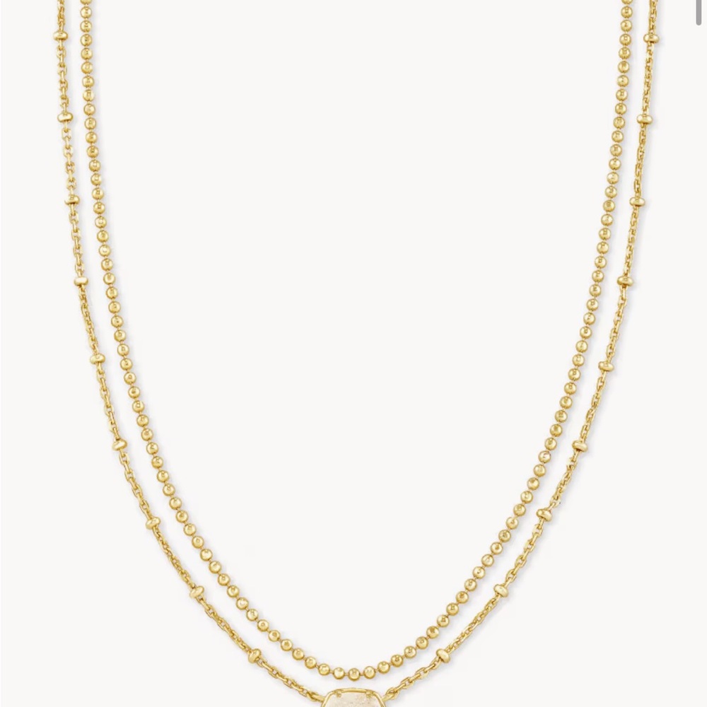 Emilie Gold Multi Strand Necklace in Iridescent Drusy